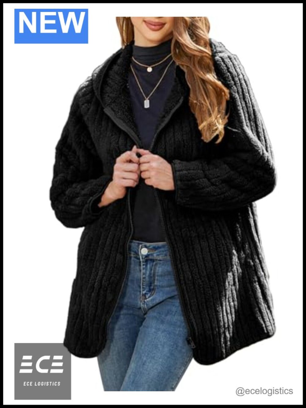 Women's Fleece Jacket Hooded Full Zip Sherpa Coat Winter Warm